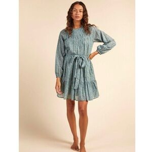 Trovata Birds of Paradis Abigail Dress - Tidepool Ditsy - Floral Tie Waist - M